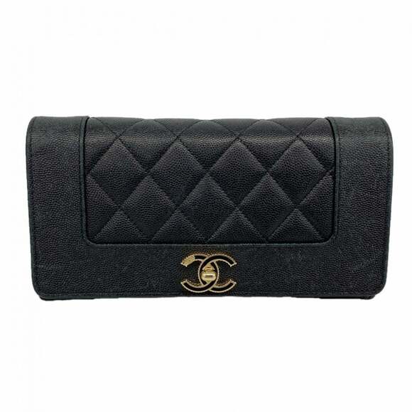 CHANEL Handbags - CHANEL Black Caviar Leather Wallet